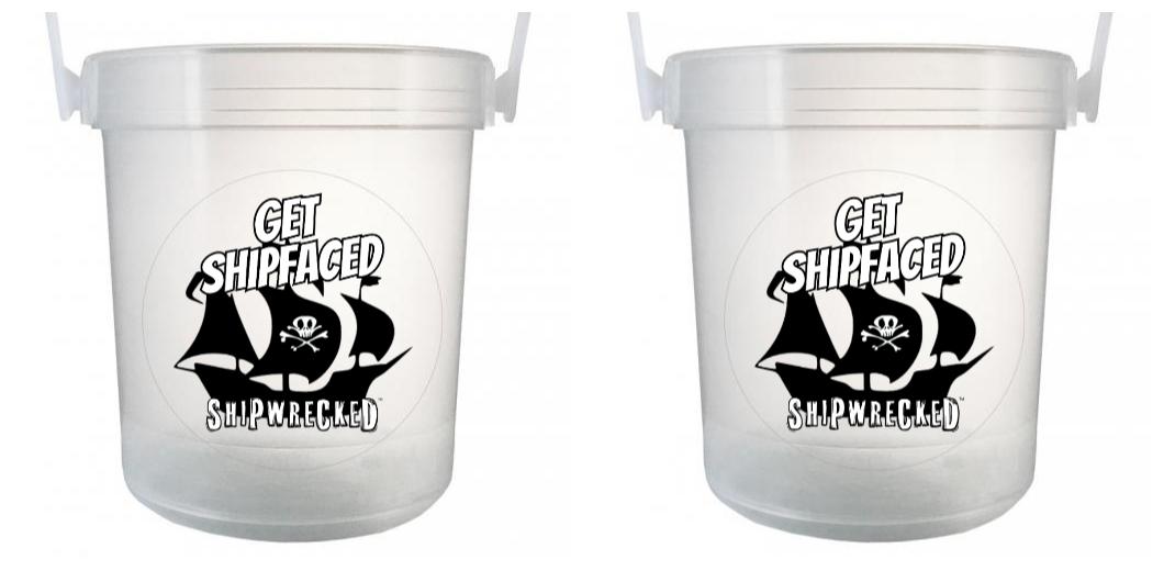 32 oz Plastic Rum Buckets with Custom Sticker