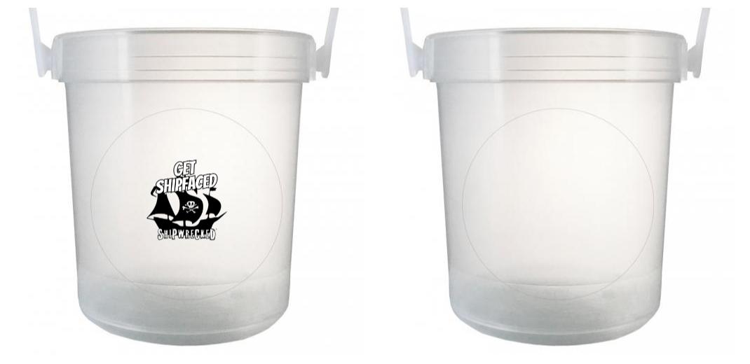 32 oz Plastic Rum Buckets with Custom Sticker