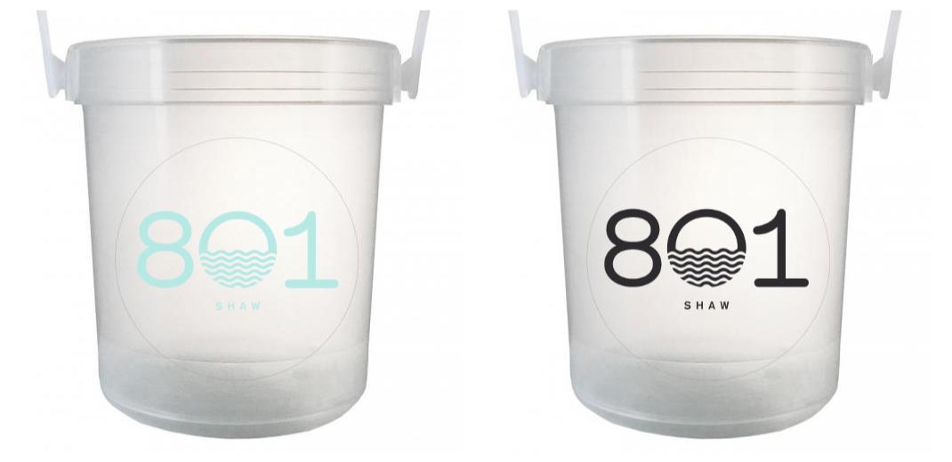 32 oz Plastic Rum Buckets with Custom Sticker
