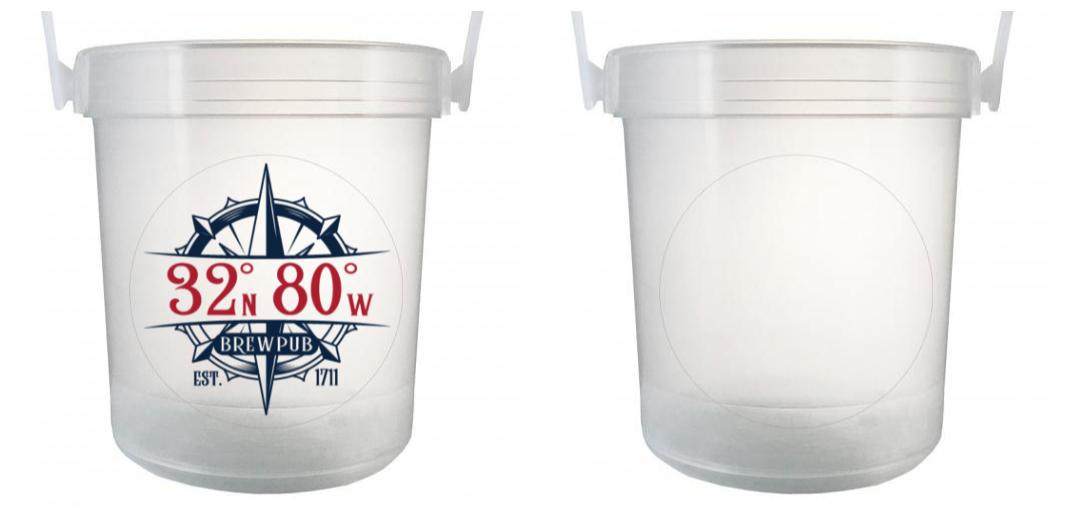 32 oz Plastic Rum Buckets with Custom Sticker