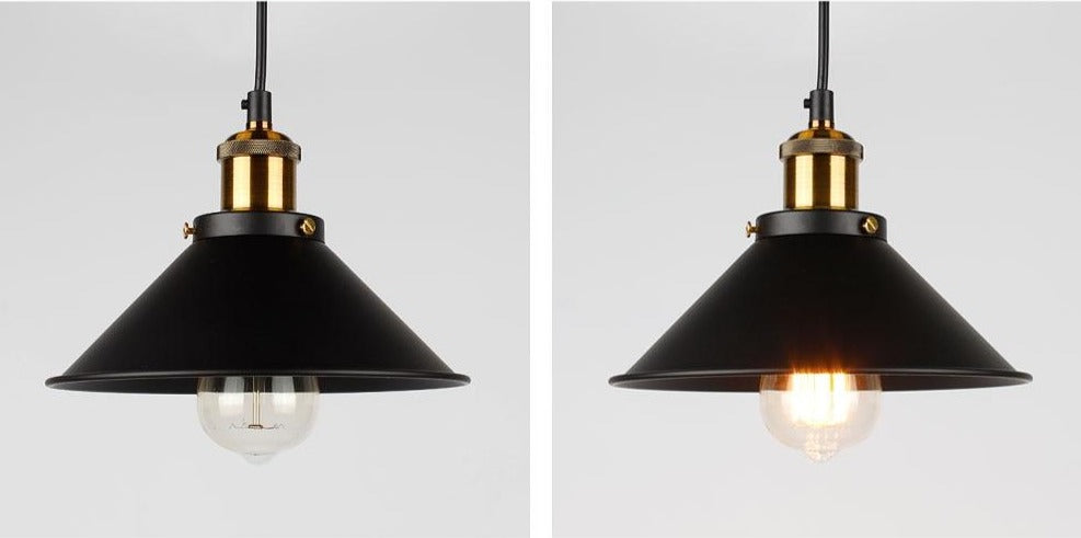 Jett Black & Brass Metal Industrial Pendant Light - Final Sale