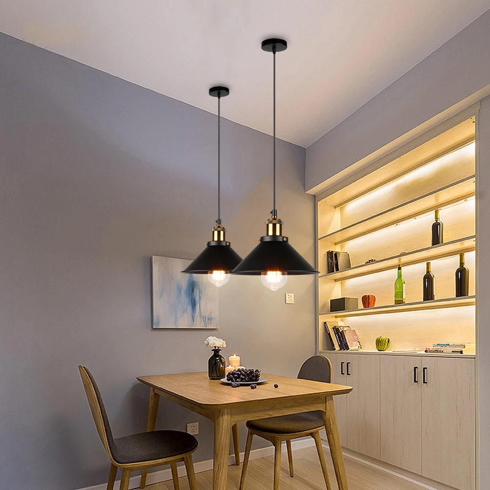 Jett Black & Brass Metal Industrial Pendant Light - Final Sale
