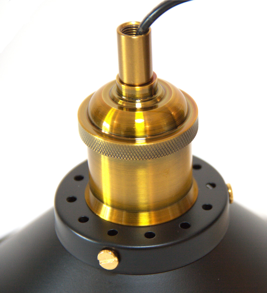 Jett Black & Brass Metal Industrial Pendant Light - Final Sale