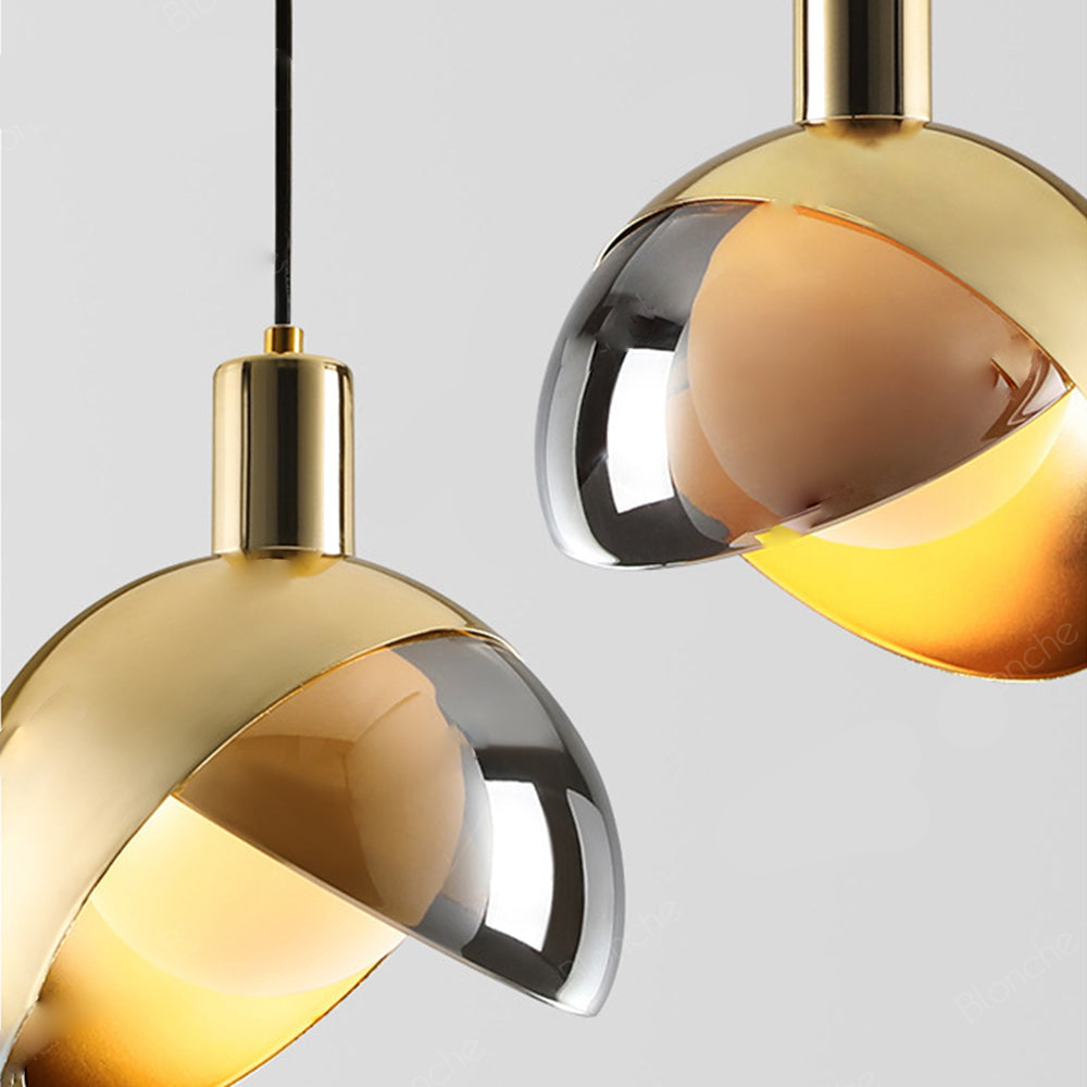 Peak Stone Glass and Metal Pendant Light