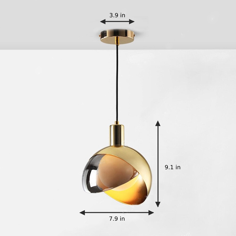 Peak Stone Glass and Metal Pendant Light